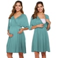 thumbnail image 1 of Oudiya 3 in 1 Labor/Delivery/Hospital Gown Maternity Dress Nursing Nightgown Sleepwear for Breastfeeding, 1 of 6