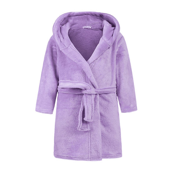 Oudiya Boys Girls Flannel Hooded Bathrobe Soft Sleepwear Pajamas Toddler Fuzzy Robe with Belt for Kids 4-13Y