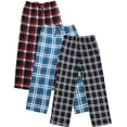 thumbnail image 1 of Oudiya Boys Pajama Pants 3 Pack Sleep Pants Soft Elastic Waist Kids Pajama Bottoms Plaid Lounge Pants with 2 Pockets, 1 of 6