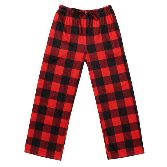 Oudiya Boys Plaid Pajama Pants Soft Elastic Waist Lounge Sleep Pants with Pockets for Kids 4-14Y