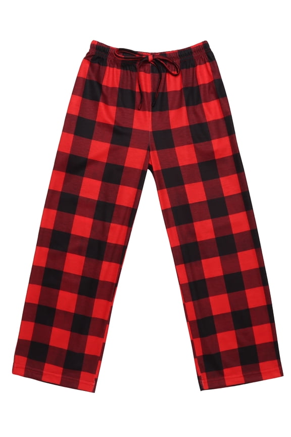 Boys Plaid Pajama Pants Soft Elastic Waist Lounge Sleep Pants with Pockets for Kids 4-14Y