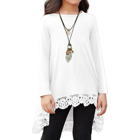 Oudiya Casual Girls Tunic Tops Loose Long Sleeve Blouse Soft Swing Pullover T-Shirt