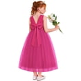 thumbnail image 1 of Oudiya Flower Girls Dress Bowknot V-Back Formal Pageant Ball Gown Party Wedding Tulle Long Dresses, 4-12Y, 1 of 7