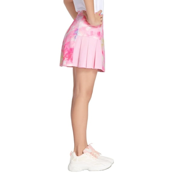 Oudiya Girl's Tennis Skirt with Pockets Shorts Athletic Performance Skort for Golf Workout Pink for 4-5Y