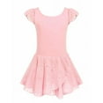 thumbnail image 1 of Oudiya Girls Ballet Dance Dress Leotards Ruffle Sleeve Shiny Ballet Tutu Skirt Pink for 3-4Y, 1 of 9