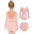 thumbnail image 1 of Oudiya Girls Ballet Leotards Long Sleeve Criss Cross Back Toddler Dance Outfits Leotard with Removable Shinny Skirt Combo 3-11Y, 1 of 8