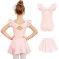 thumbnail image 1 of Oudiya Girls Ballet Leotards Ruffle Sleeve Bow Back Toddler Dance Outfits Leotard with Removable Shinny Skirt Combo 3-11Y, 1 of 9