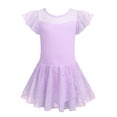 thumbnail image 1 of Oudiya Girls Ballet Leotards Ruffle Sleeve Shinny Dance Dress Outfits Toddler Ballerina Clothes for Kids 3-11Y, 1 of 9