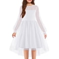 thumbnail image 1 of Oudiya Girls Dresses Contrast Mesh Long Sleeve Twirly High Low Birthday Party Formal Dress, 1 of 5