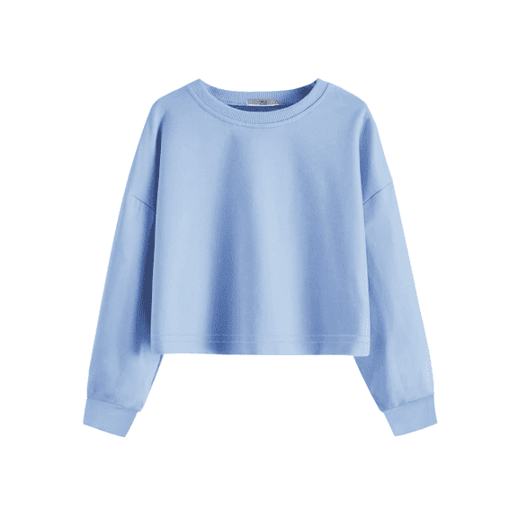Oudiya Girls Crop Tops Long Sleeve Pullover Sweatshirt Kids Cropped Crewneck Sweatshirts for Girls 5-14Y