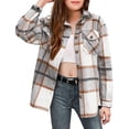 thumbnail image 1 of Oudiya Girls Flannel Plaid Jackets Long Sleeve Button Down Shirts Blouses Tops with Pockets, 6-15Y, 1 of 8