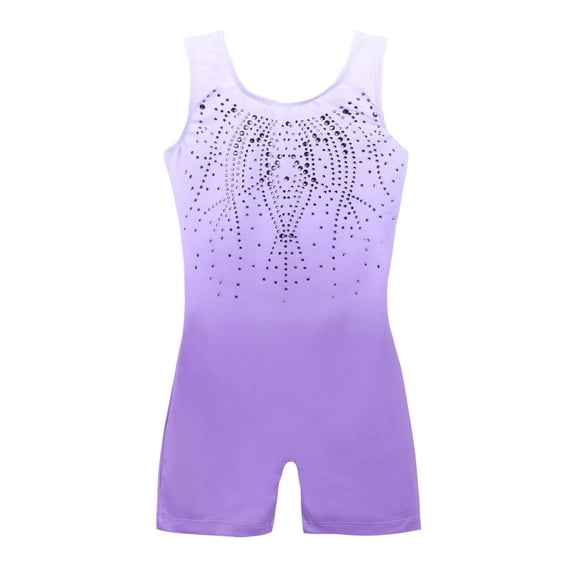 Oudiya Girls' Gymnastics Leotards With Shorts Sparkly Biketards Sleeveless Cute Ballet Dancewear for Kids 3-10Y
