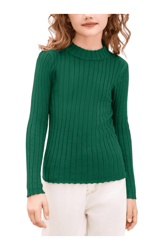 Girls Half Turtleneck Long Sleeve Sweater Tops Knit Slim Fit Pullover Blouse for Kids 6-14Y