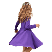 Oudiya Little Girls Dress Long Sleeve Solid Color Casual Skater Pocket Dress