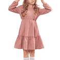 thumbnail image 1 of Oudiya Girls Casual Fall Dress Long Sleeve A-line Ruffled Button Corduroy Elegant Dress for Kids 5-14Y, 1 of 7