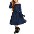 thumbnail image 1 of Oudiya Girls Long Sleeve Fall Dresses Formal Party Holiday Swing Flowy Ruffle Midi Dress, 5-13Y, 1 of 8