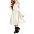 thumbnail image 1 of Oudiya Girls Long Sleeve Fall Dresses Formal Party Holiday Swing Flowy Ruffle Midi Dress, 5-13Y, 1 of 8