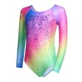 thumbnail image 1 of Oudiya Girls Long Sleeve Gymnastic Leotard Gradient Color Sparkly Ballet Dance Outfit for Kids 3-10Y, 1 of 7