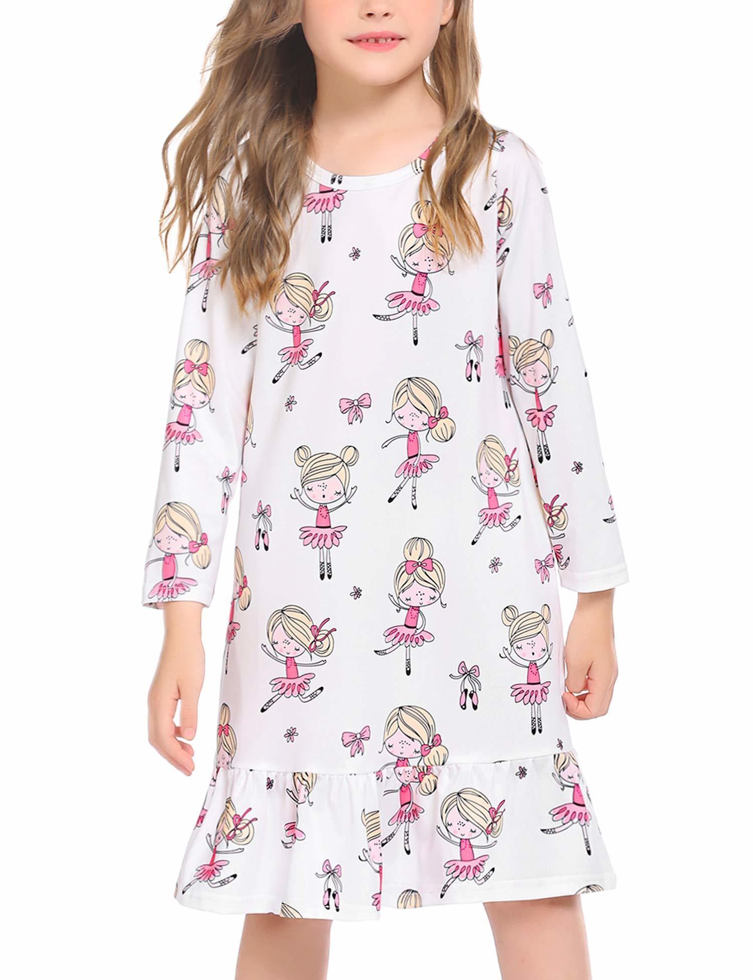 HuaAngel Casual Mother Daughter Winter Nightgowns Long Sleeve Dress Family  Matching Pajamas Nightgown Dress 