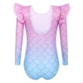 thumbnail image 1 of Oudiya Girls Ruffle Long Sleeve Gymnastics Leotard Low Back Glitter Ballet Leotards for Kids 3-10Y, 1 of 7