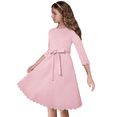 thumbnail image 1 of Oudiya Girls Scallop Trim Party Dress A-Line Formal Midi Belted Dresses with Pockets for kids 6-15Y, 1 of 7