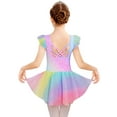 thumbnail image 1 of Oudiya Girls Shiny Ruffle Sleeve Ballet Leotard with Skirt Criss Cross Back Dance Outfit for Ballerina Kids 3-11Y, 1 of 8