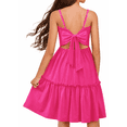 thumbnail image 1 of Oudiya Girls Spaghetti Strap Tie Back Dress Ruffle Hem Summer Beach Casual Sundress with Pockets, 6-14Y, 1 of 6