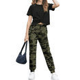 thumbnail image 1 of Oudiya Girls Summer Clothing Set Short Sleeve Crop Top and Sweatpants Dance Clothes Gift with Fashion Black Camouflage for 4-13Y, 1 of 7