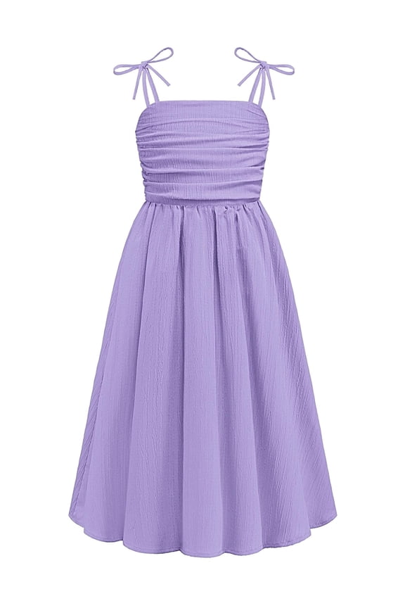 Girls Summer Dress Maxi Spaghetti Strap Ruched Flowy Beach Boho Casual Teen Girl Party Sundress 6-14Y