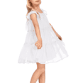 thumbnail image 1 of Oudiya Girls Summer White Dress Flared Sleeve Swiss Dots Party Pleated Dress for Kids 4-12Y, 1 of 8