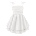 thumbnail image 1 of Oudiya Girls Summer White Dresses Spaghetti Strap Flowy Tiered Ruched Smocked Back Casual Beach Midi Easter Sundress,6-14Y, 1 of 7