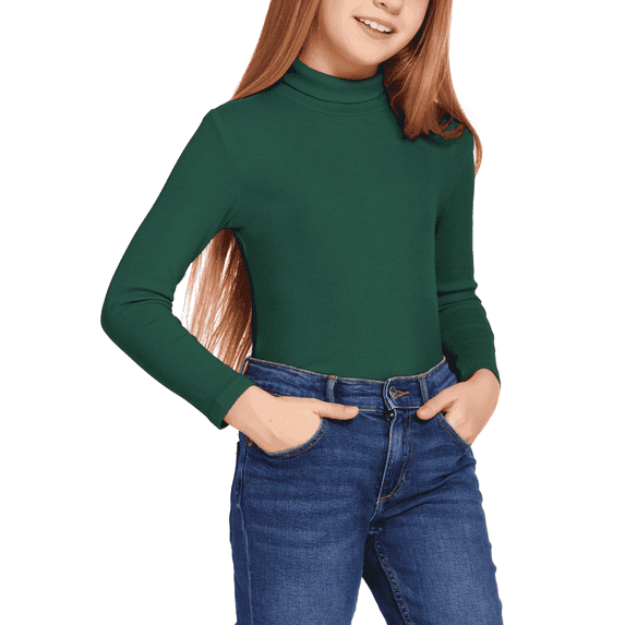 Oudiya Girls Sweater Turtleneck Long Sleeve Knit Shirt Pullover Tops for Kids 6-14Y