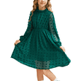 thumbnail image 1 of Oudiya Girls Swiss Dot Dresses Flared Sleeve Ruffle Collar Casual Party Dresses for Kids 5-13Y, 1 of 6