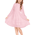 thumbnail image 1 of Oudiya Girls Swiss Dot Dresses Flared Sleeve Ruffle Collar Casual Party Dresses for Kids 5-13Y, 1 of 7