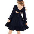 thumbnail image 1 of Oudiya Girls Tie Back Long Sleeve Dress Ruffle Hem Off Shoulder Elegant Casul Fall Dress 6-14 Years, 1 of 8