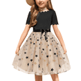 thumbnail image 1 of Oudiya Girls Tutu Belted Fluffy Khaki Dress Summer Party Wedding Flower Dress for Kids 3-11Y, 1 of 7