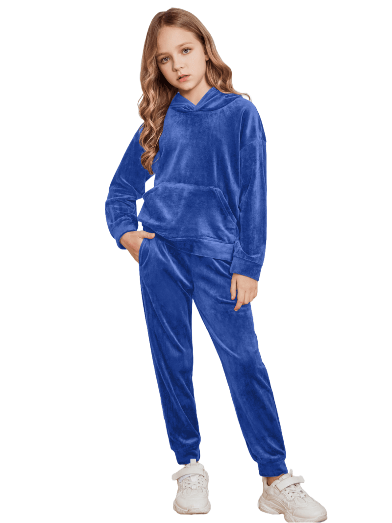 Oudiya Girls Piece Velour Tracksuit Set Athletic Sportswear