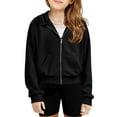 thumbnail image 1 of Oudiya Girls Zip Up Cropped Hoodies Long Sleeve Sweatshirts Jackets with Pockets, 5-14Y, 1 of 8