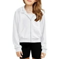 thumbnail image 1 of Oudiya Girls Zip Up Cropped Hoodies Long Sleeve Sweatshirts Jackets with Pockets, 5-14Y, 1 of 7