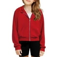 thumbnail image 1 of Oudiya Girls Zip Up Cropped Hoodies Long Sleeve Sweatshirts Jackets with Pockets, 5-14Y, 1 of 7