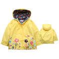 thumbnail image 1 of Oudiya Girls and Kids Waterproof Rain Jacket Toddler Lightweight Cotton Lined Raincoats with Hood Floral Rain Gear, 1 of 8