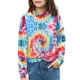 thumbnail image 1 of Oudiya Hoodies for Teen Girls Twist Front Tie Dye Hooded Sweatshirt Casual Long Sleeve Tops Clothes for 5-13 Years, 1 of 6