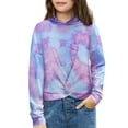 thumbnail image 1 of Oudiya Hoodies for Teen Girls Twist Front Tie Dye Hooded Sweatshirt Casual Long Sleeve Tops Clothes for 5-13 Years, 1 of 6