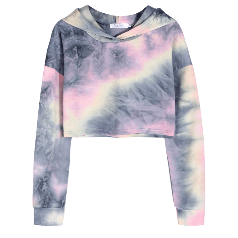 Oudiya Kids Tie Dye Sweatshirt Crop Tops Hoodie Long Sleeve Pullover for  Girls, 5-13 Years - Walmart.com