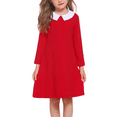 thumbnail image 1 of Oudiya Kids Vintage Red Long Sleeve T-Shirt Dress with Peter Pan Collar for girls 4-13 Years, 1 of 7