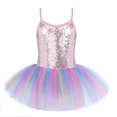 thumbnail image 1 of Oudiya Little Girls Tutu Ballet Leotard Sequin Sparkly Strap Dress Ballerina Outfit Dance Costume for Kids 3-11Y, 1 of 8