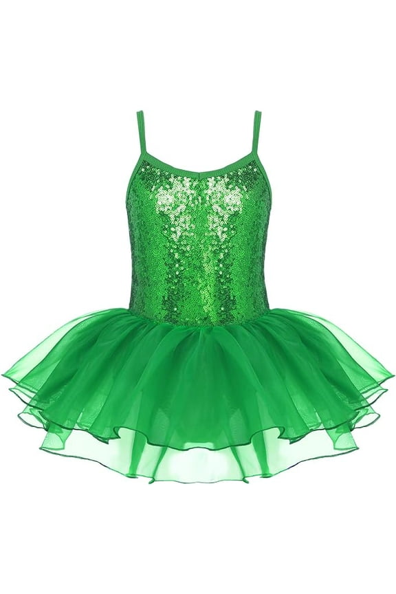 Little Girls Tutu Ballet Leotard Sequin Sparkly Strap Dress Ballerina Outfit Dance Costume for Kids 3-11Y