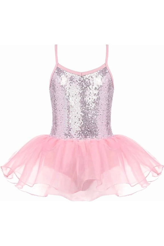 Little Girls Tutu Ballet Leotard Sequin Sparkly Strap Dress Ballerina Outfit Dance Costume for Kids 3-11Y
