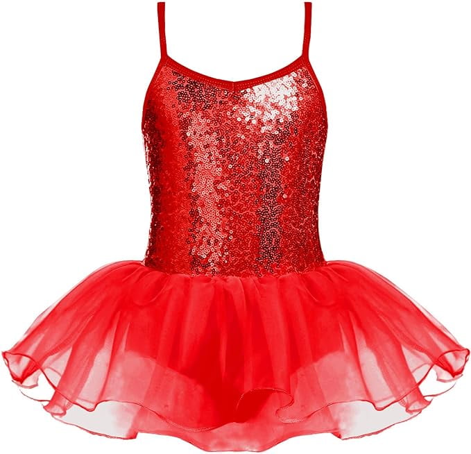 Oudiya Little Girls Tutu Ballet Leotard Sequin Sparkly Strap Dress ...