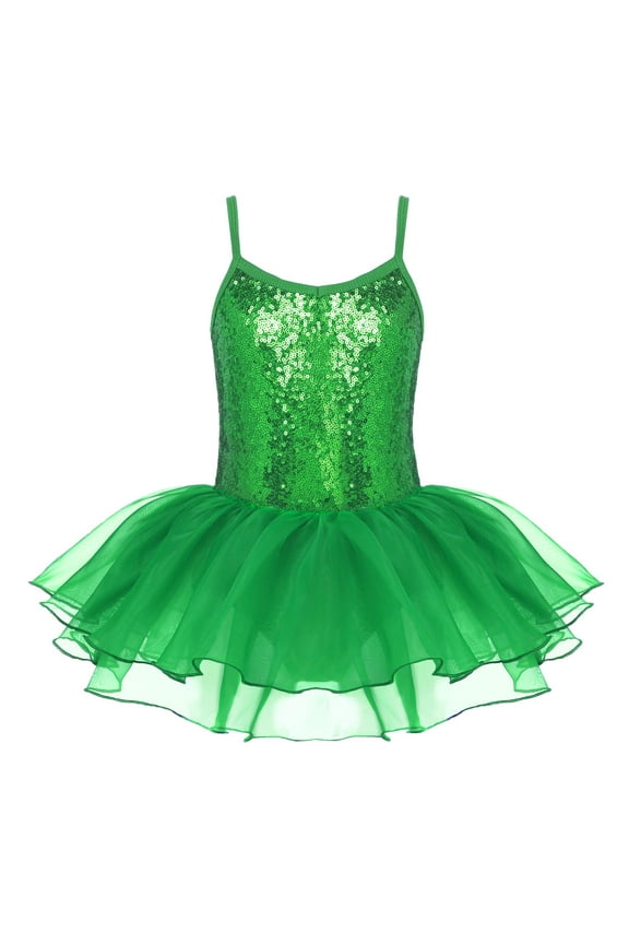Little Girls Tutu Ballet Leotard Sequin Sparkly Strap Dress Ballerina Outfit Dance Costume for Kids 3-11Y